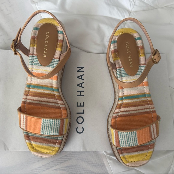 Cole Haan Women's Sandals - Orange, Yellow, Tan Stripes - Picture 1 of 6